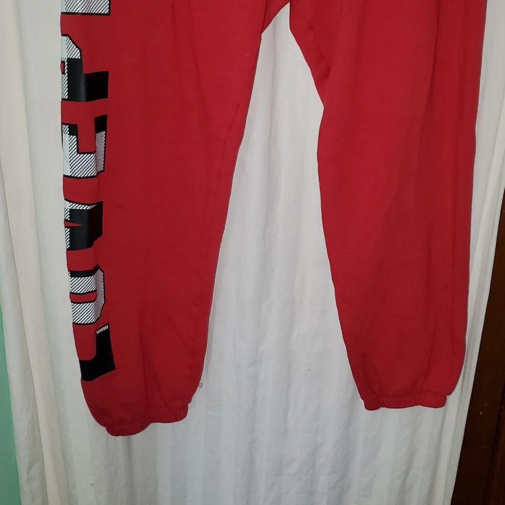 Red Sweatpants with Bold Lettering - Picture 4 of 9